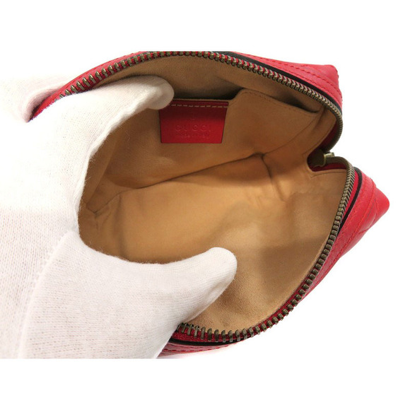Gucci GG Marmont Cosmetic Pouch Red Leather Heart - Picture 5 of 9